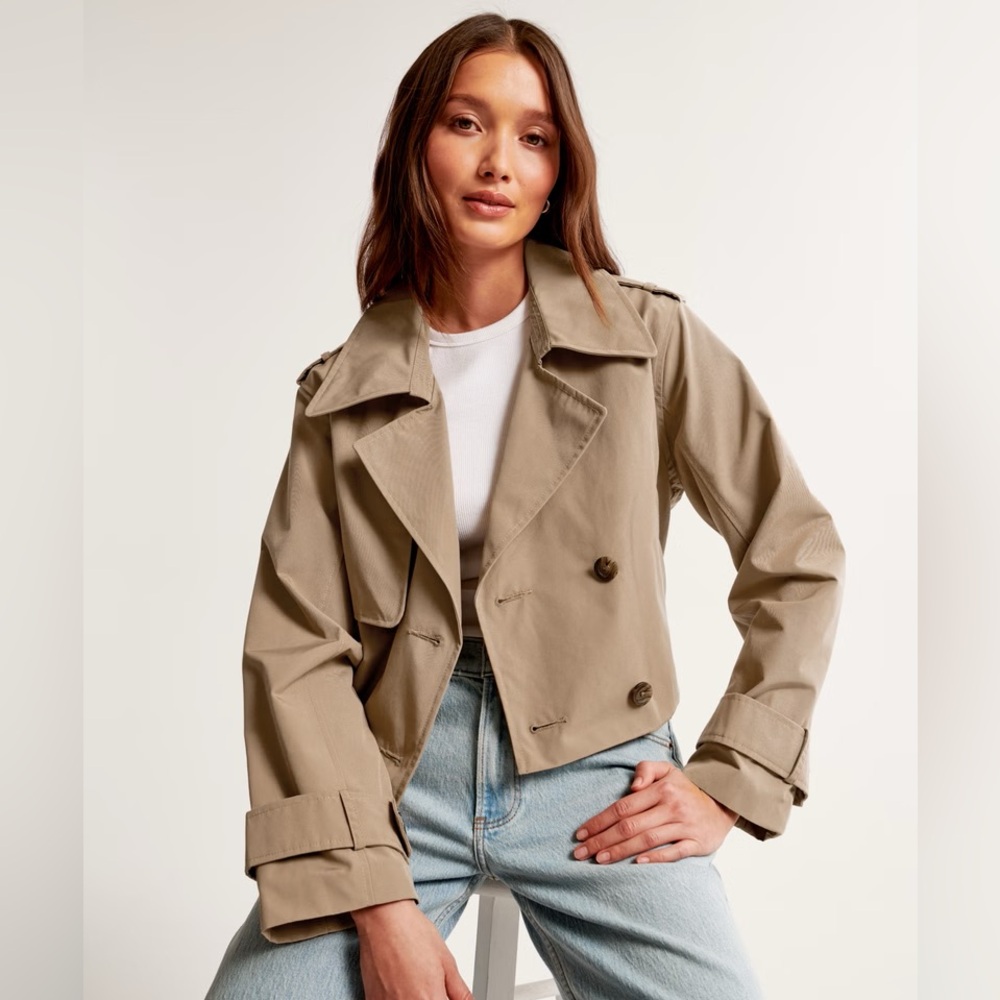 Abercrombie & Fitch cropped trench jacket
